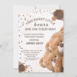 Invitation Jolis Oursons Jumeaux Bébé