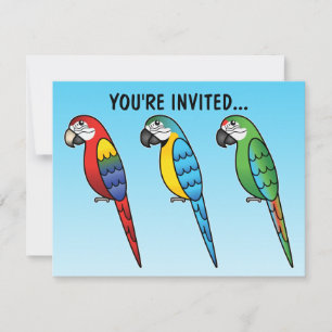 Invitation Jolis perroquets ara de dessin animé