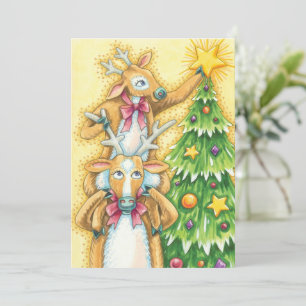 Invitation Jolis rennes de Noël avec une étoile d'arbre de No