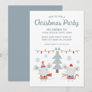 Invitation Jolis souris de Noël et arbre