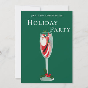 Invitation Jolly Christmas Cheers Père Noël champagne Holiday