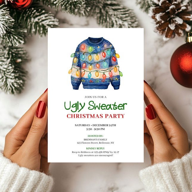 Invitation Jolly Funny Ugly Sweater Christmas Invite (Jolly Funny Ugly Sweater Christmas Invite)