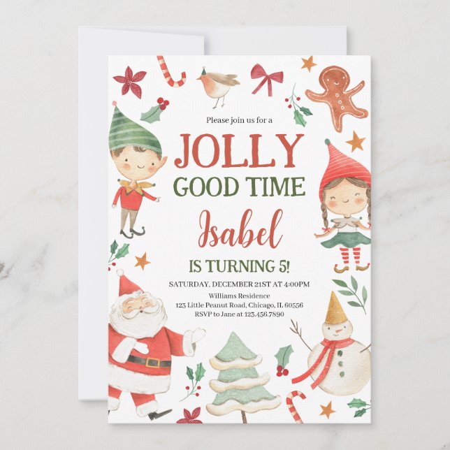 Invitation Jolly Good Time Elves Anniversaire (Devant)
