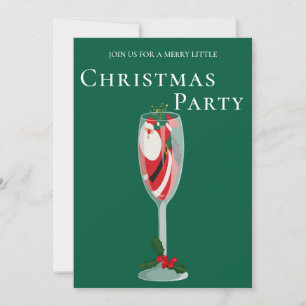 Invitation Jolly Noël Cheval avec champagne Père Noël