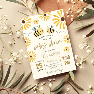 Invitation Jote Baby shower d'abeille jaune et de tournesol