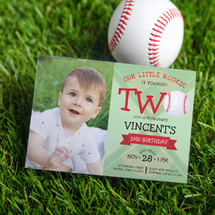 Invitation Jote Baseball Pitch & Ribbon Photo 2e anniversaire