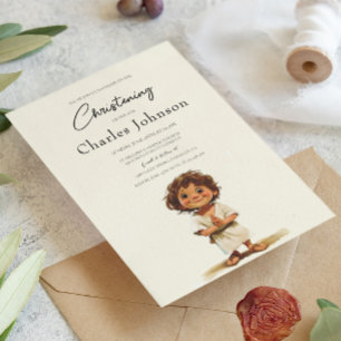 Invitation Jote Boy Illustration Garçon Fils Christening