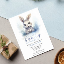 Jote Bunny Blue Winter Baby shower personnalisé