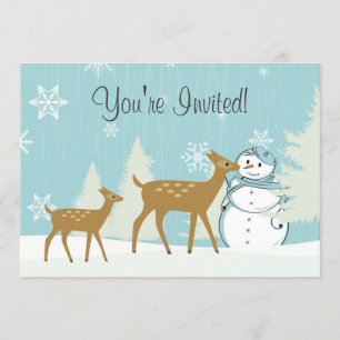 Invitation Jote Cerf avec Snowman Hiver 1er anniversaire