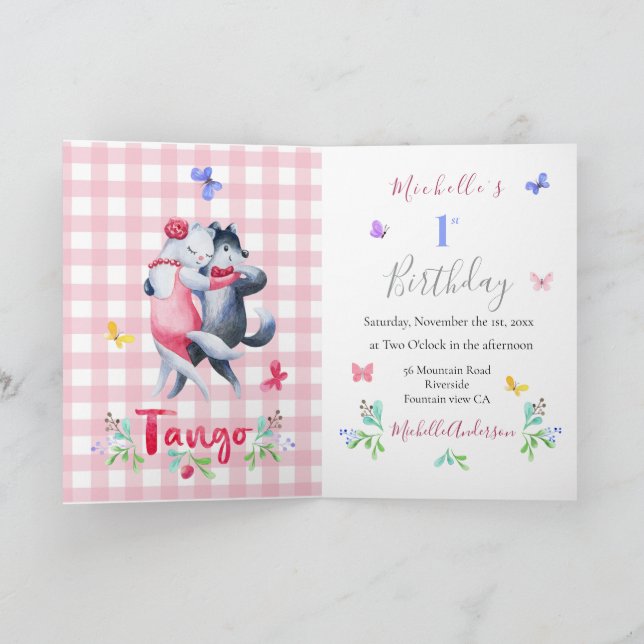 Invitation Jote Forest Wolves Tango 1er Anniversaire Danse Th (Intérieur)