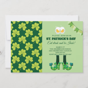 Invitation Jote Green Shamrock Motif St. Patrick's Day