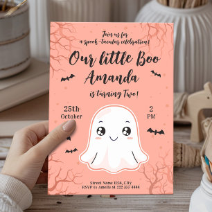 Invitation Jote Halloween Anniversaire avec Kawaii Ghost & Ba