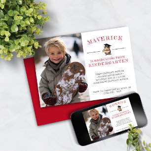 Invitation Jote Hamster Maternelle Graduation (Rouge)