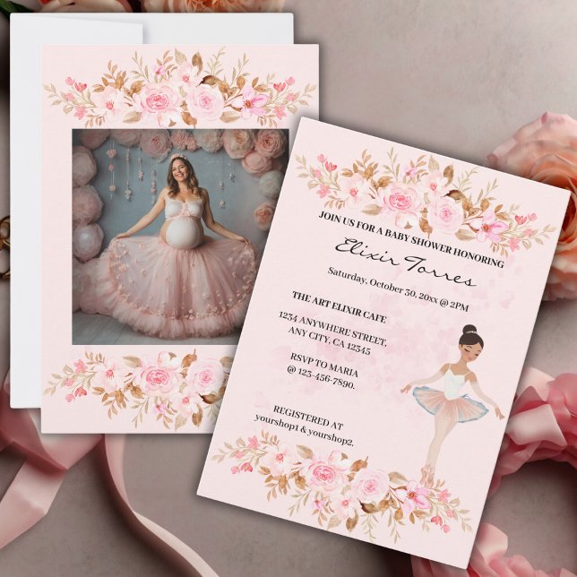Invitation Jote Modern Little Ballerina Baby shower photo (Créateur téléchargé)