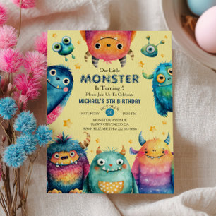 Invitation Jote Monsters Parti Anniversaire de enfant neutre 