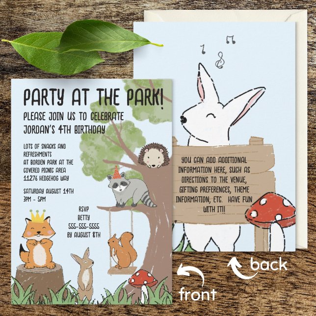 Invitation Jote parc animalier de bois anniversaire de enfant (Créateur téléchargé)