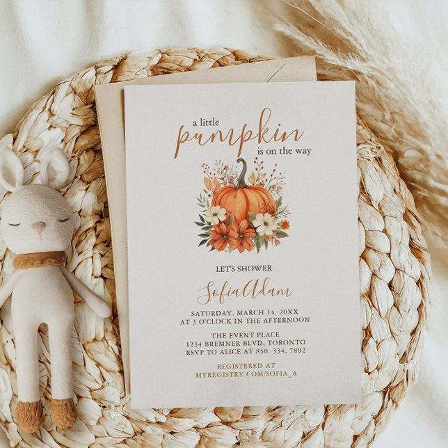 Invitation Jote Petit Citrouille Automne Baby shower Automne (Créateur téléchargé)