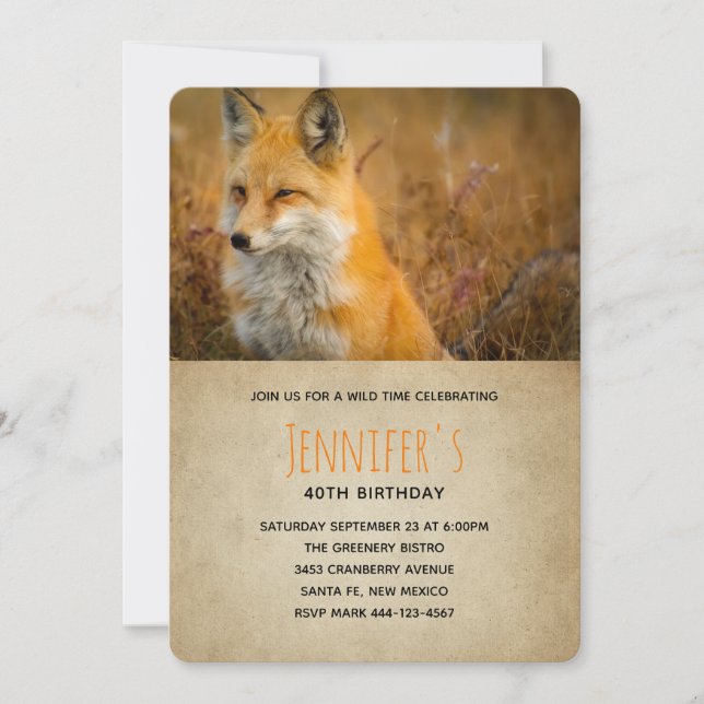 Invitation Jote Red Fox Nature Photo Anniversaire (Devant)