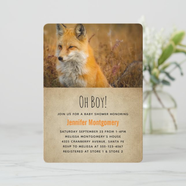 Invitation Jote Red Fox Wilderness Nature Photo (Debout devant)