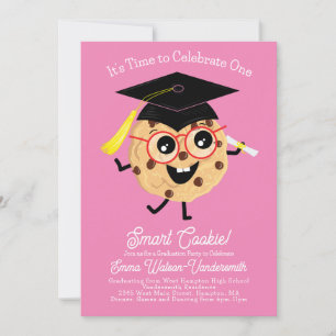 Invitation Jote Smart Cookie Graduation Party Dessin rose