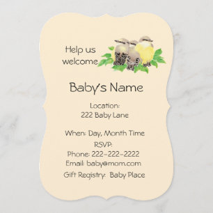 Invitation Jote Sweet Bird Baby shower de famille