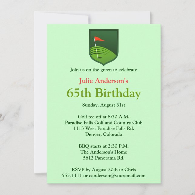 Invitation jouante au golf d'anniversaire de golf (Devant)