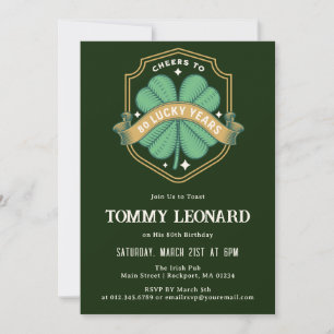 Invitation Joue à 80 ans Shamrock chanceux Anniversaire