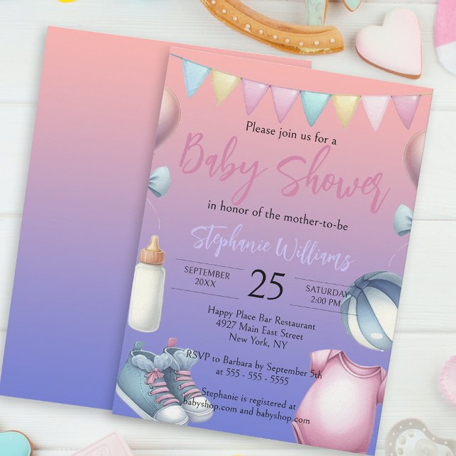 Invitation Jouer Adorable Pastel Essentials Baby shower (Créateur téléchargé)