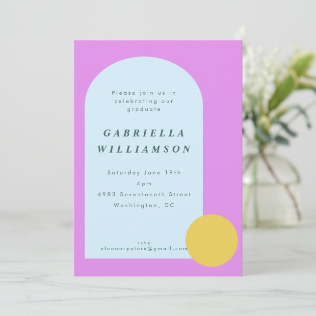 Invitation Jouer Bright Pastel Colorful Graduation Party (Debout devant)