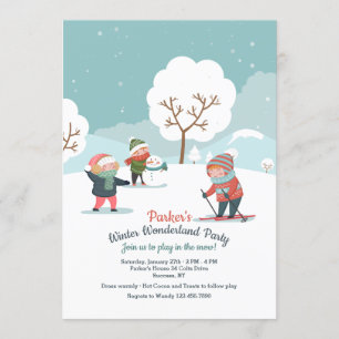 Invitation Jouer Dans L'Invitation Anniversaire De Neige