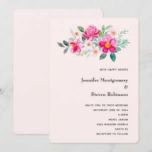 Invitation Jouer Joli Mariage de bouquet rose