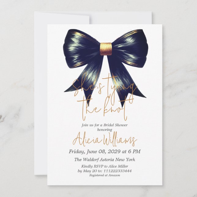 Invitation Jouer le noeud Fête des mariées de la boîte noire  (Devant)
