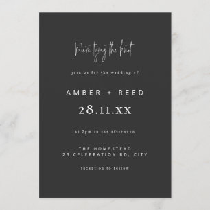 Invitation Jouer le noeud Mariage noir Matte Script