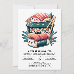 Invitation Jouer Sushi Rolls modifiable Anniversaire