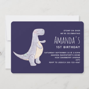 Invitation Jouet dinosaure Tyrannosaurus Rex gris mignon