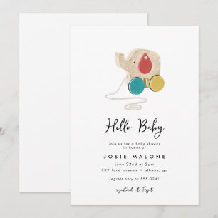 Invitation Jouet éléphant moderne Baby shower neutre genre
