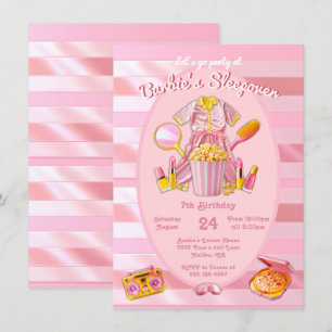 Invitation Jouet rose Doll Sleepover Stwood Anniversaire