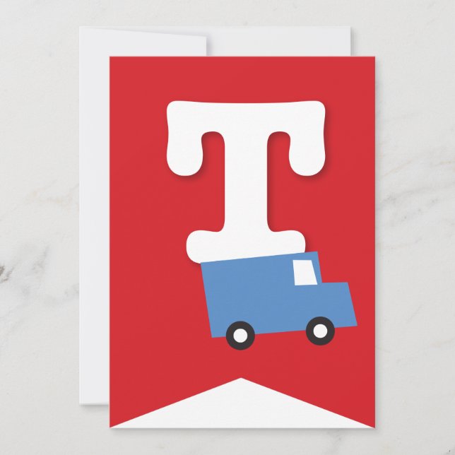 Invitation Jouets de garçons Transport Bonne bannière de fête (Devant)