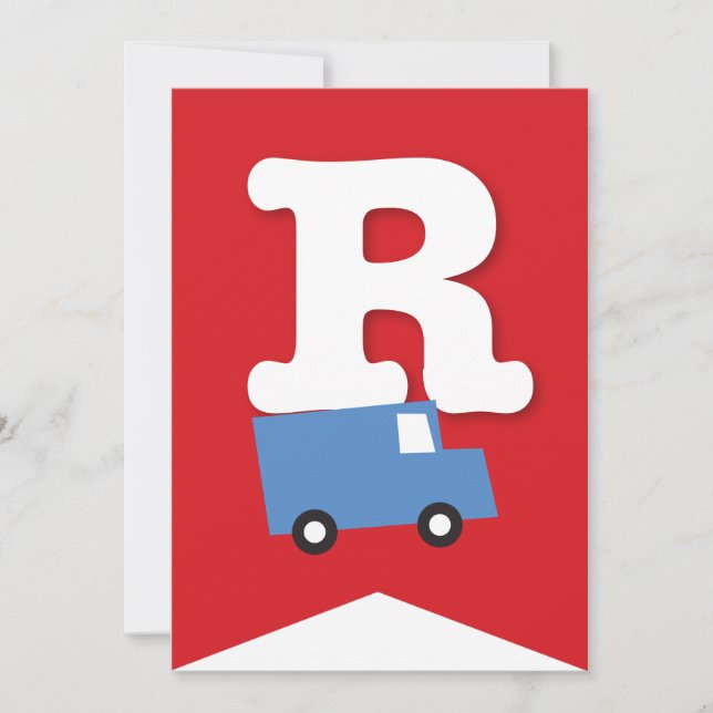 Invitation Jouets de garçons Transport Bonne bannière de fête (Devant)