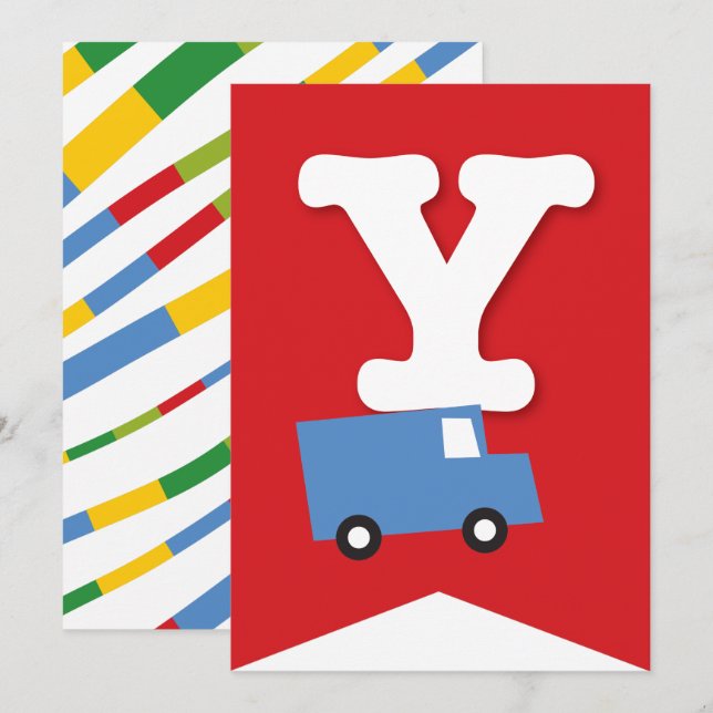 Invitation Jouets de garçons Transport Bonne bannière de fête (Devant / Derrière)