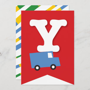 Invitation Jouets de garçons Transport Bonne bannière de fête