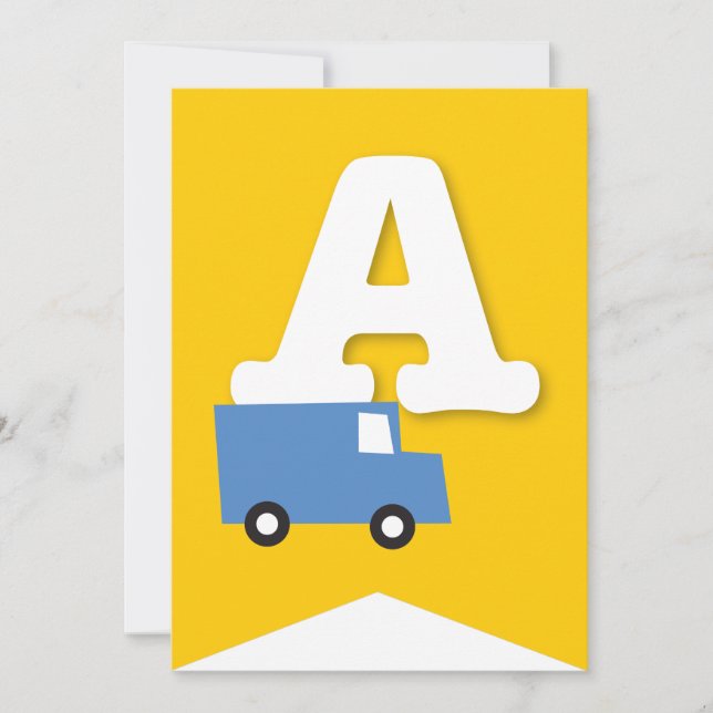 Invitation Jouets de garçons Transport Bonne bannière de fête (Devant)