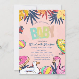 Invitation Jouets de la piscine Baby shower Feuille Hibiscus