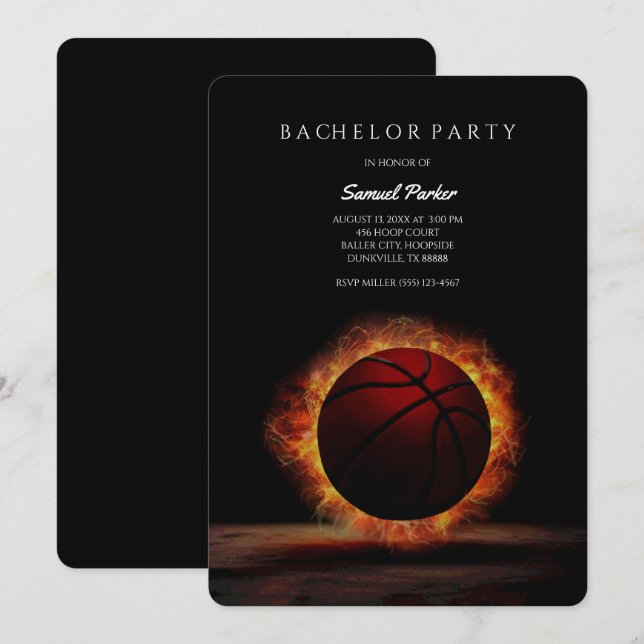 Invitation Joueur de basket-ball Bachelor / Sports de fête d' (Devant / Derrière)
