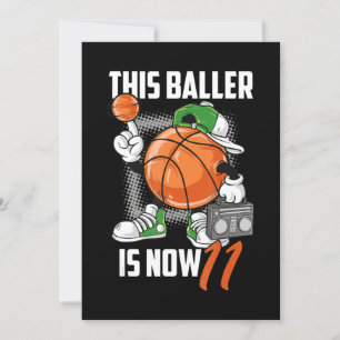Invitation Joueur de basket-ball drôle pour 11e anniversaire 