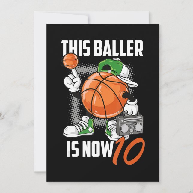 Invitation Joueur de basket-ball pour 10 ans drôle 10 ans (Devant)
