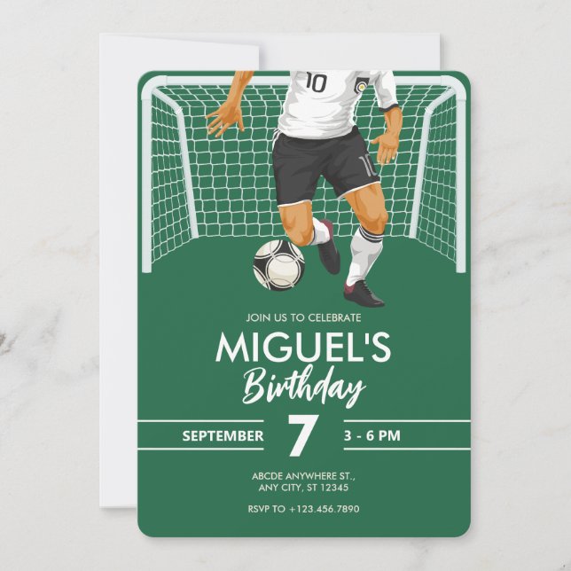 Invitation Joueur de football soccer (Devant)