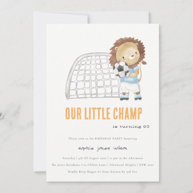 Invitation Joueur de football sportif Anniversaire de enfant  (Devant)