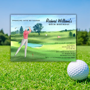 Invitation Joueur de golf homme balançant soixantième 60e ann