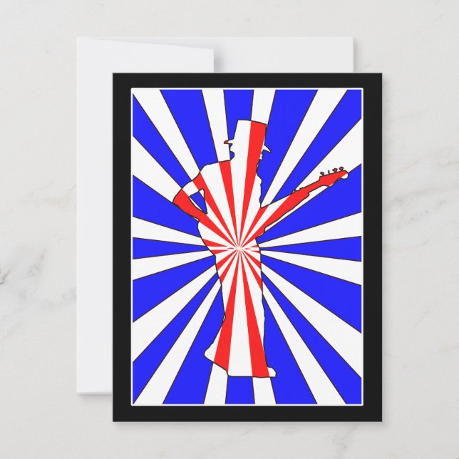 Invitation Joueur de guitare rétro (Devant)